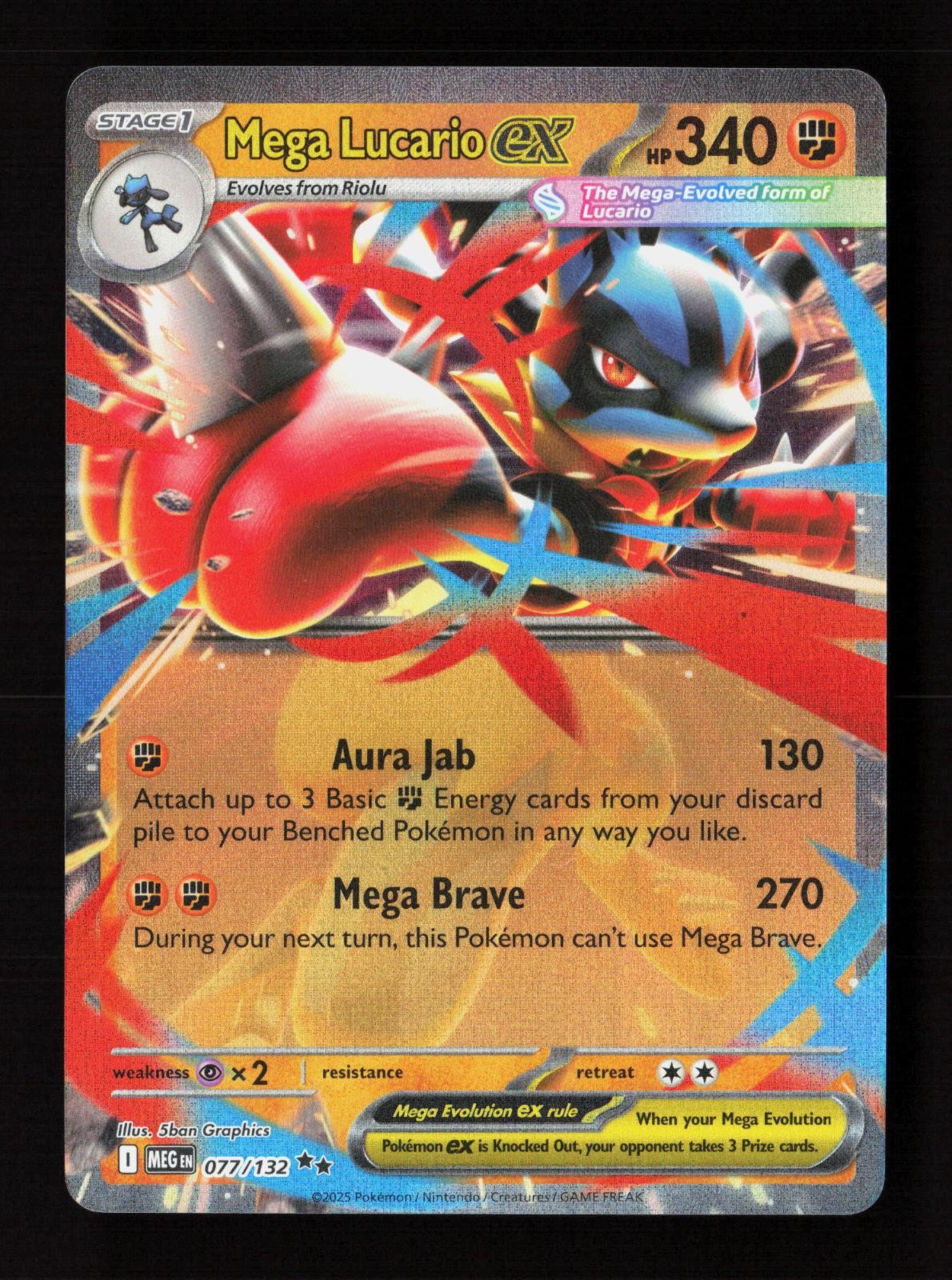 Mega Lucario ex 077/132 Double Rare Mega Evolution Pokemon Near Mint