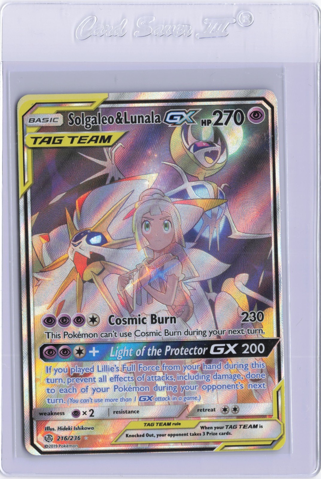 Solgaleo & Lunala GX Pokemon S&M Cosmic Eclipse Full Art TAG TEAM 216/236 NM