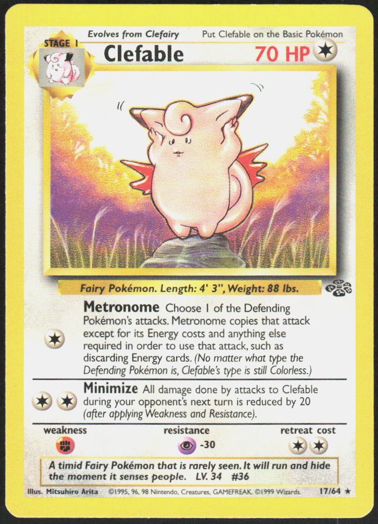 Clefable 17/64 Rare Jungle Pokemon Unlimited Near Mint