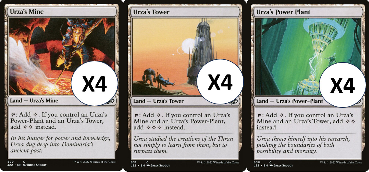 Urza’s Tron Lands Tower, Power Plant, Mine – MTG NM Playset X4 (12 Cards) Magic