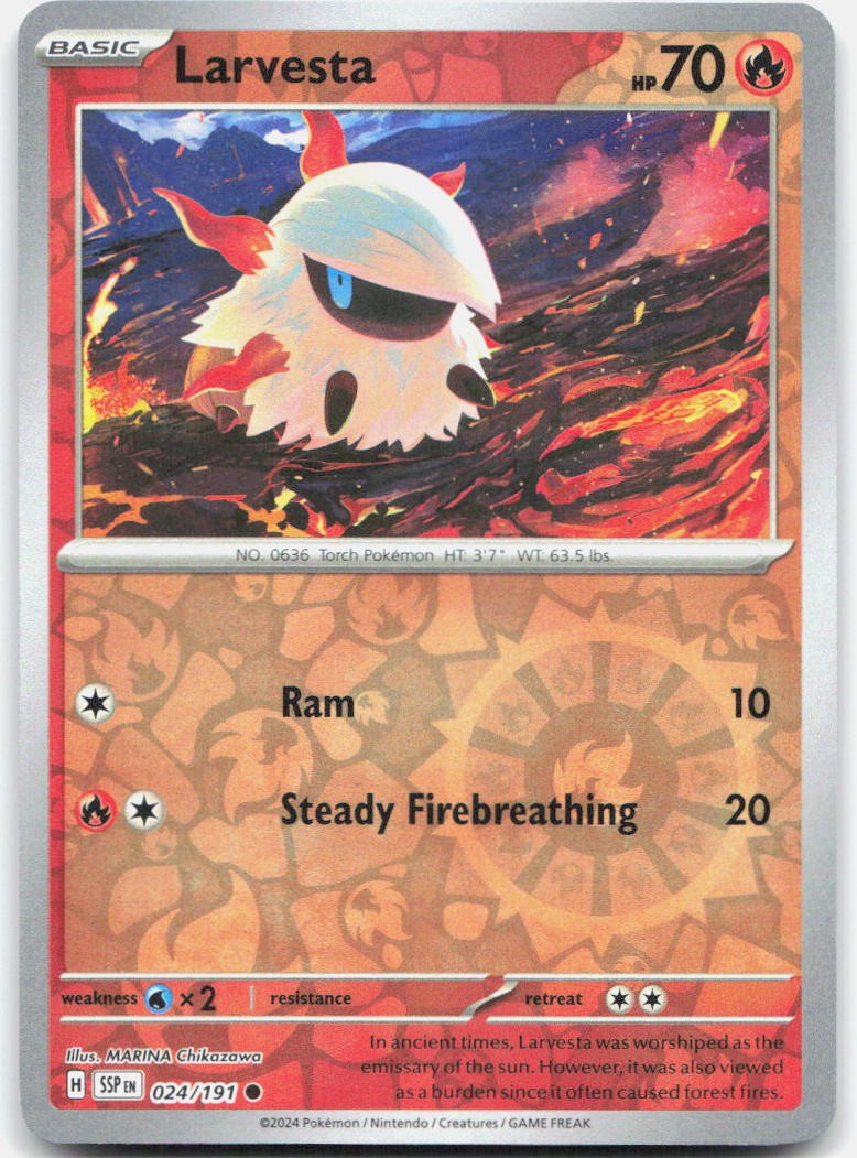 Larvesta 024/191 Common Surging Sparks Pokemon MARINA Chikazawa Reverse Holo NM