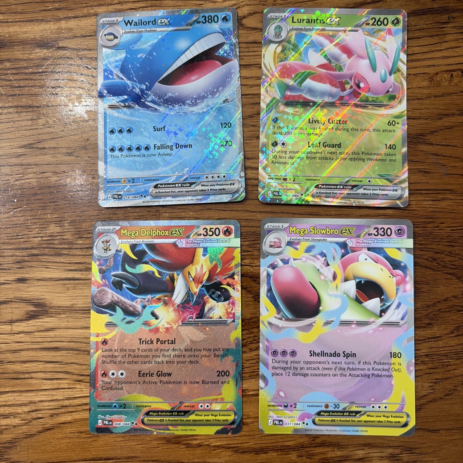 Wailord ex, Lurantis ex, Mega Delphox ex, Mega Slowbro ex Pitch Black set!!!