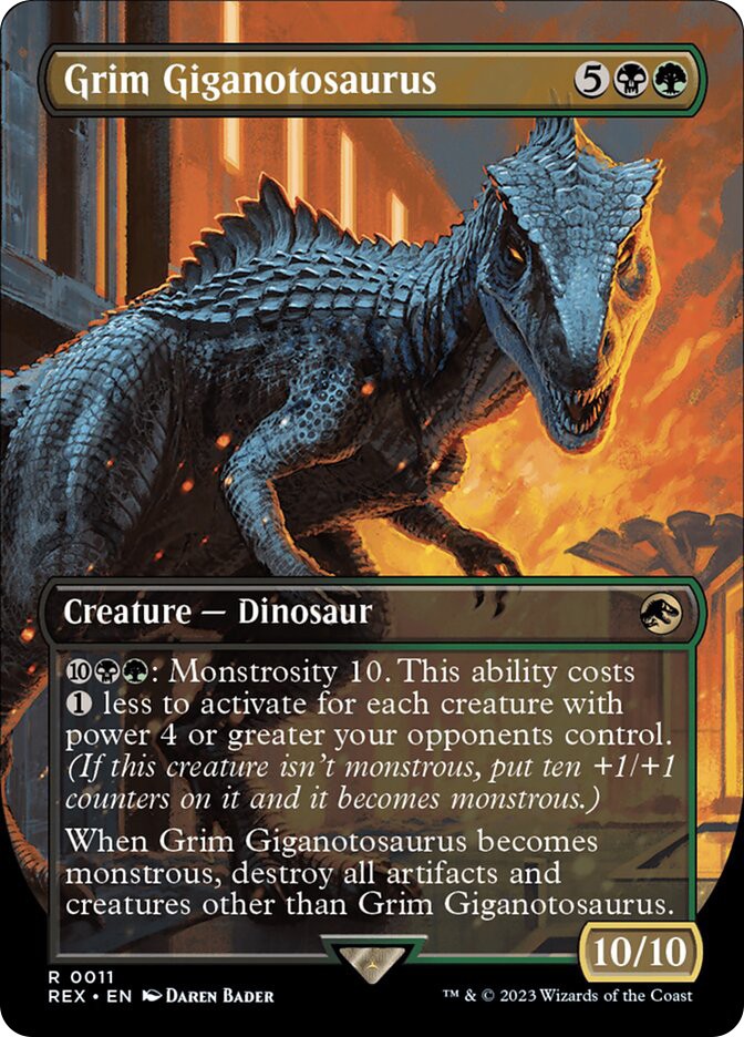 MTG Grim Giganotosaurus Borderless – Jurassic World Collection #011