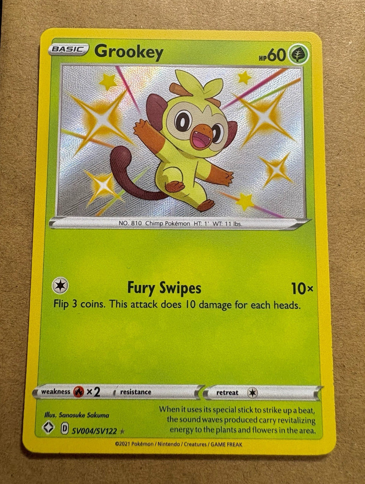Grookey SV004/SV122 Shining Fates Shiny Holo Rare Pokemon TCG