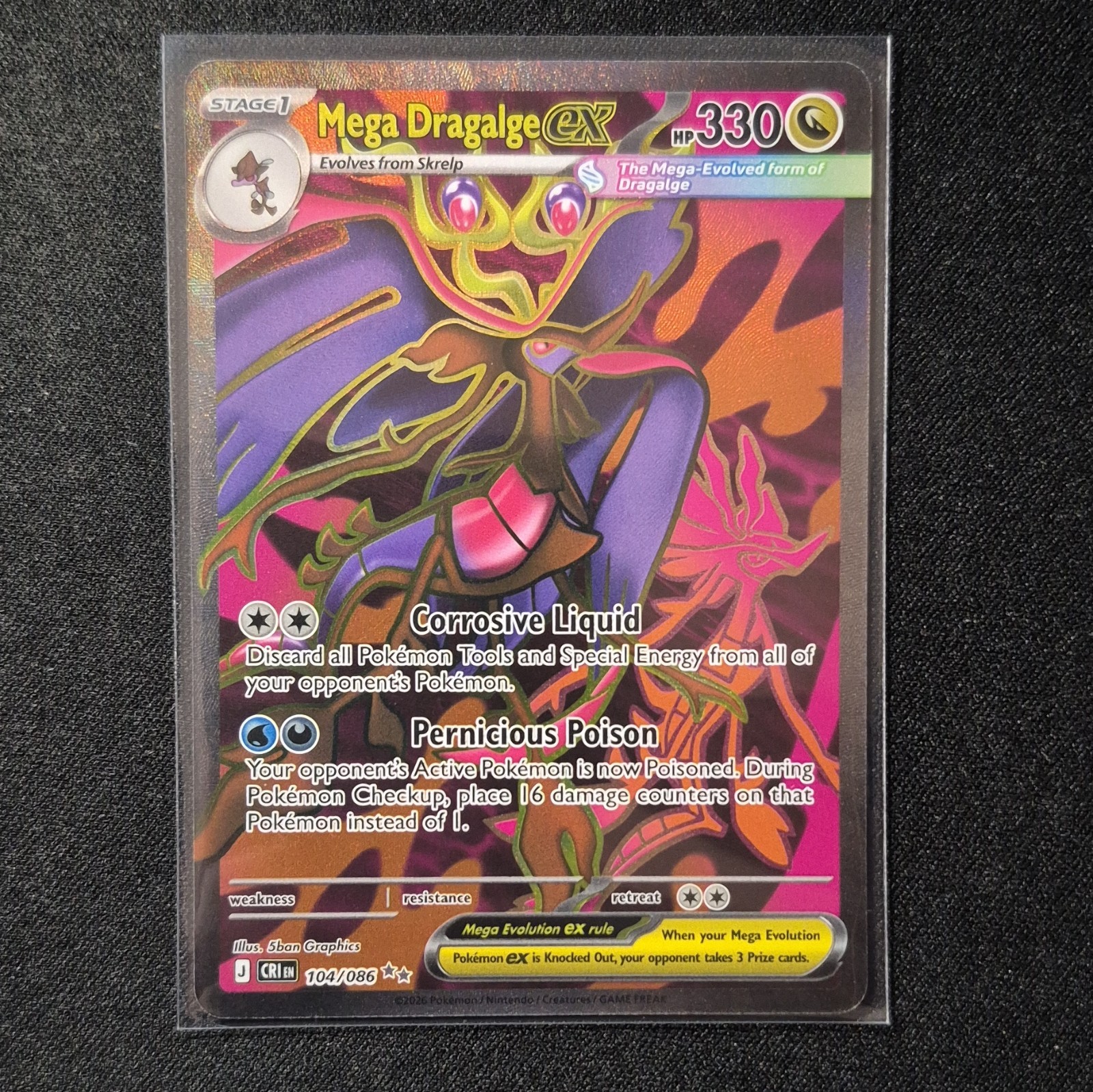 Mega Dragalge EX Pokemon TCG Chaos Rising 104/086 Ultra Rare Full Art Holo