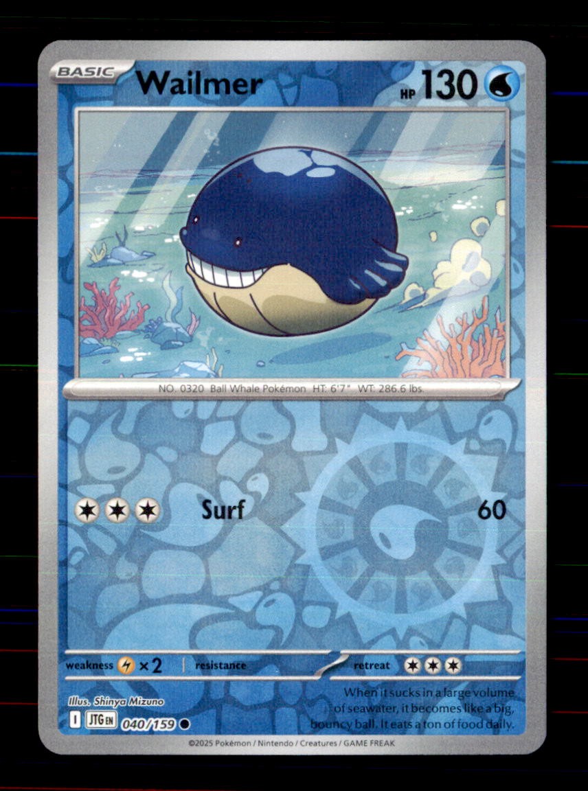 Wailmer 040/159 Common Journey Together Pokemon Reverse Holo Near Mint