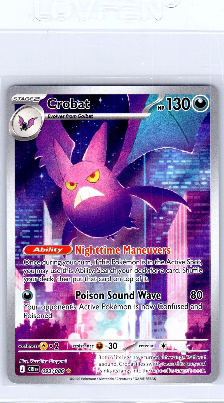 Crobat 093/086 Holo Illustration Rare Chaos Rising Pokemon Near Mint