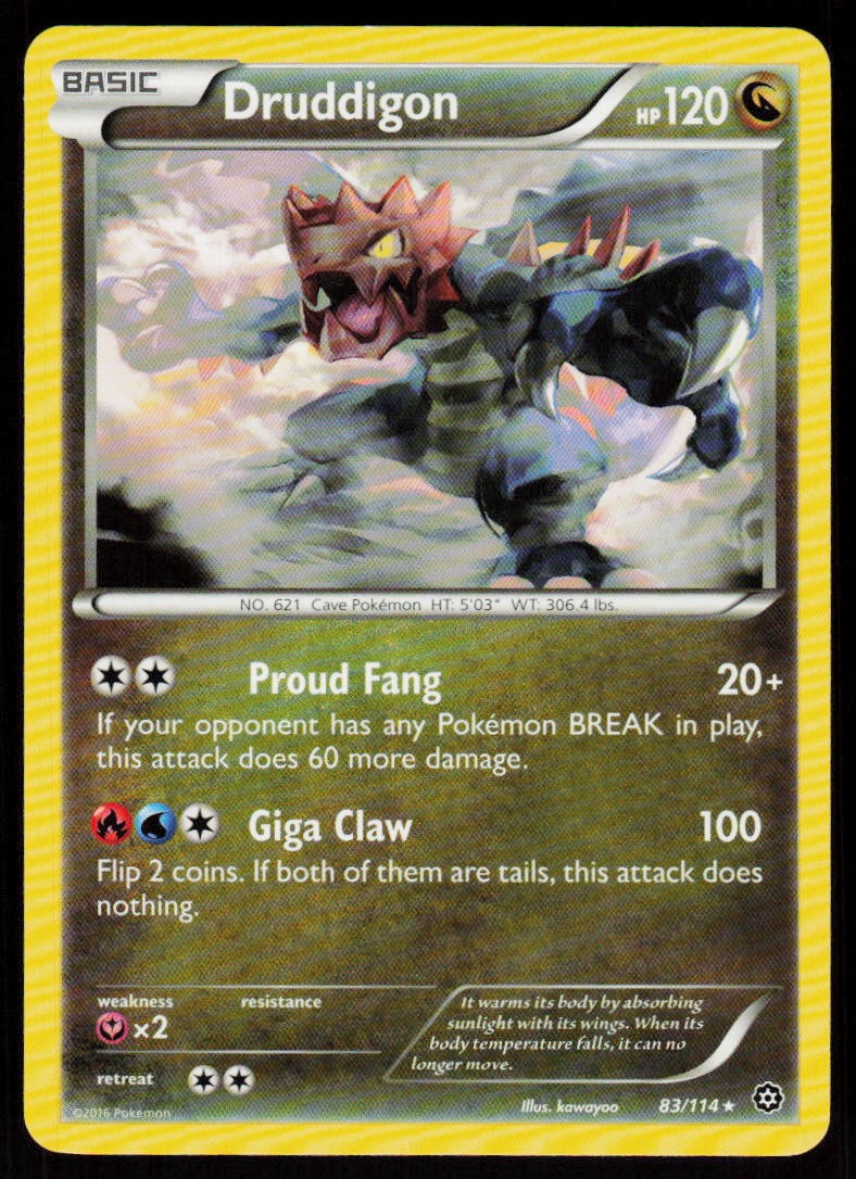 Druddigon 83/114 Rare Steam Siege Pokemon Near Mint