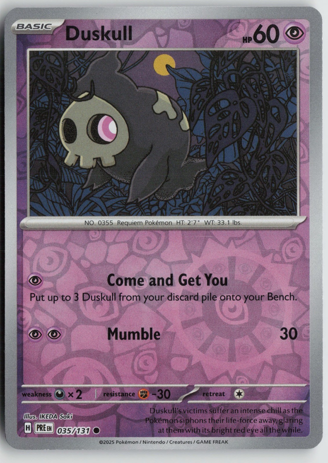Duskull Common Reverse Holo SV: Prismatic Evolutions 035/131 NM IKEDA Saki