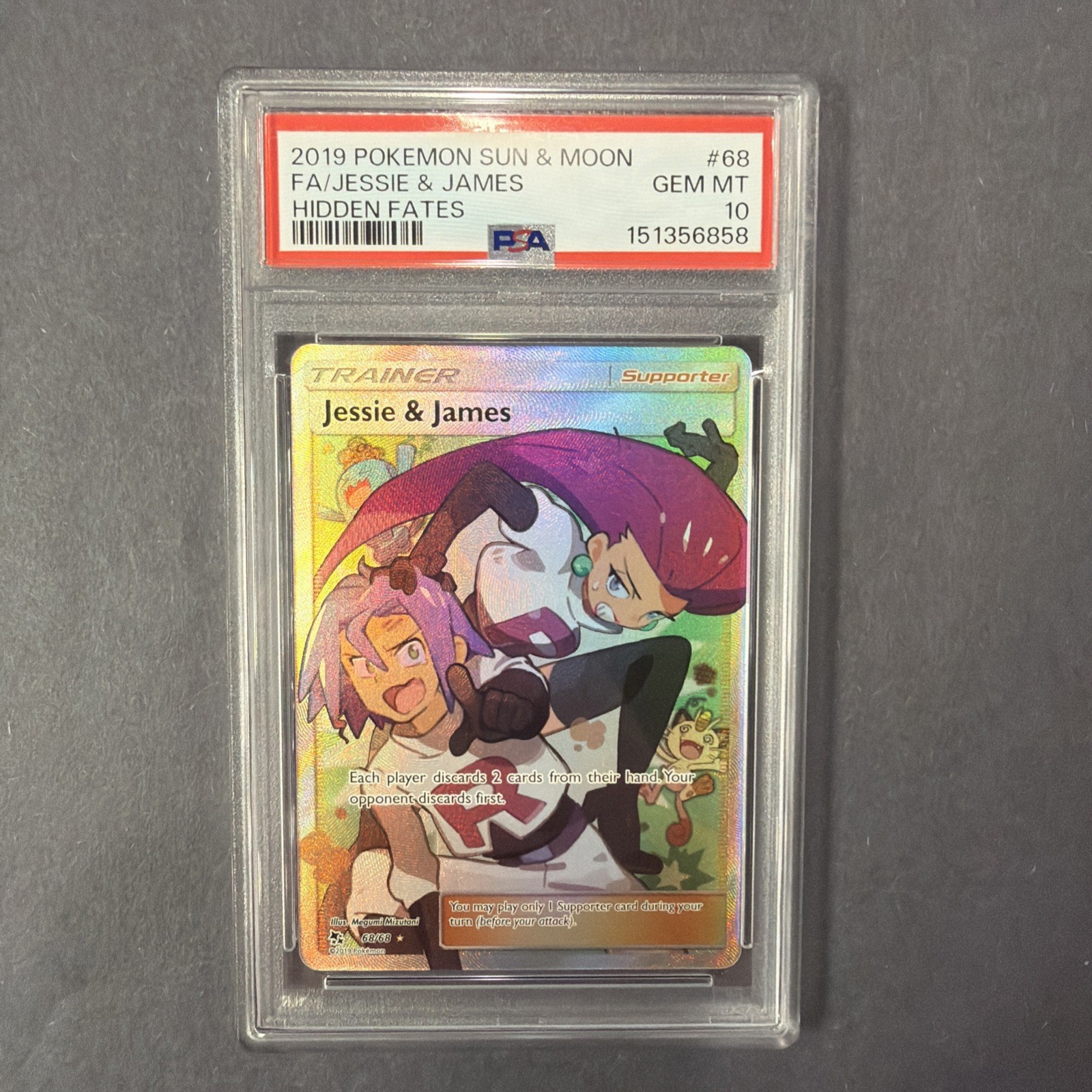 PSA 10 GEM MINT Jesse And James Full Art Trainer Card 68/68 Hidden Fates
