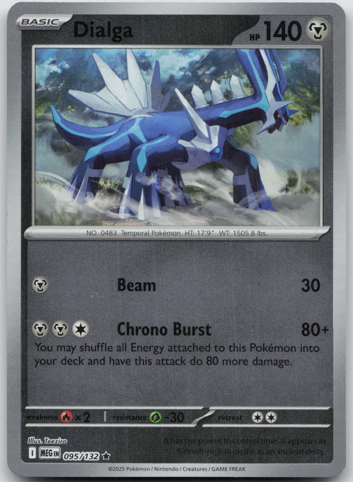 Dialga Rare Reverse Holo ME01: Mega Evolution 095/132 NM Teeziro