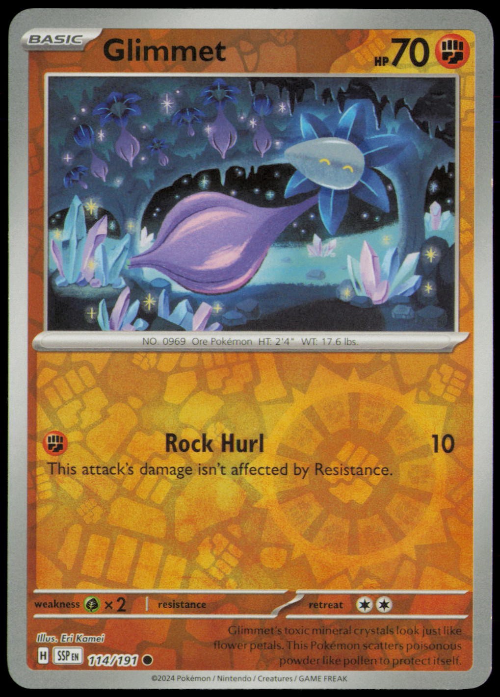 GLIMMET 114/191 C SURGING SPARKS POKEMON REVERSE HOLO NM
