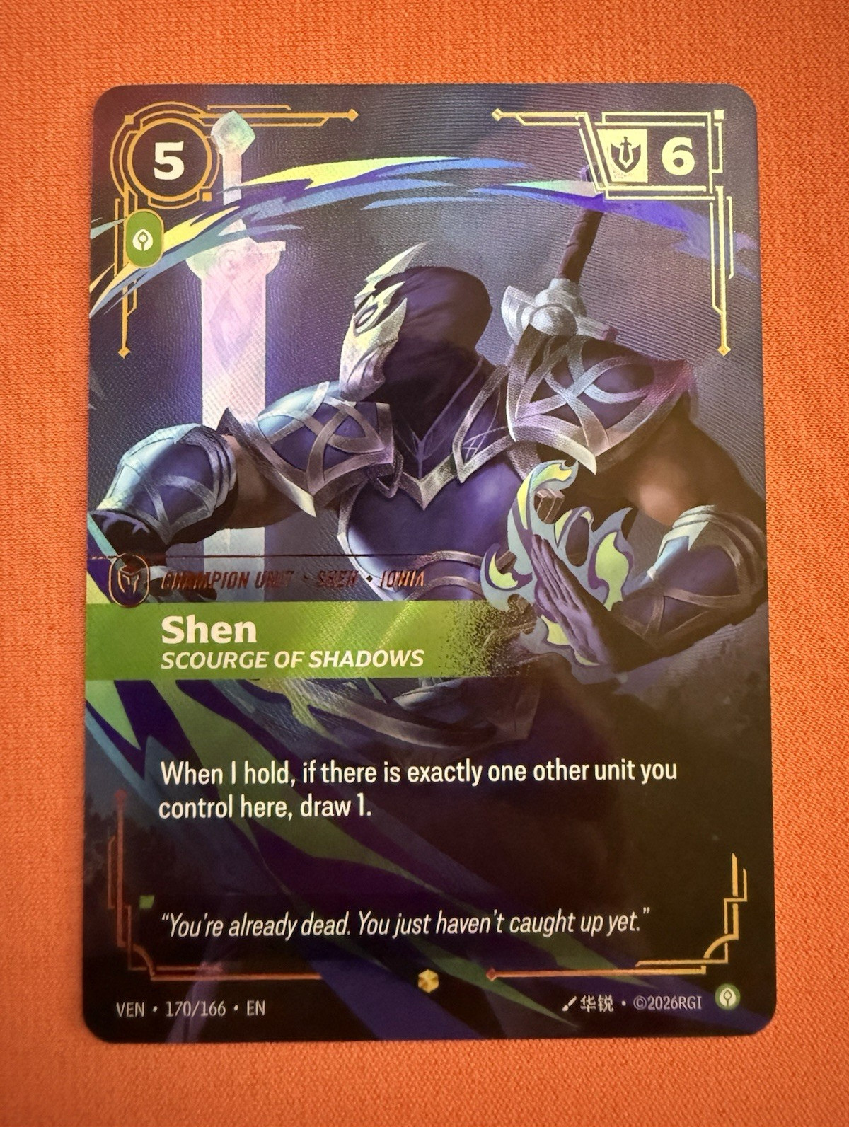 Shen, Scourge of Shadows Overnumbered 170/166 – Vendetta – Riftbound