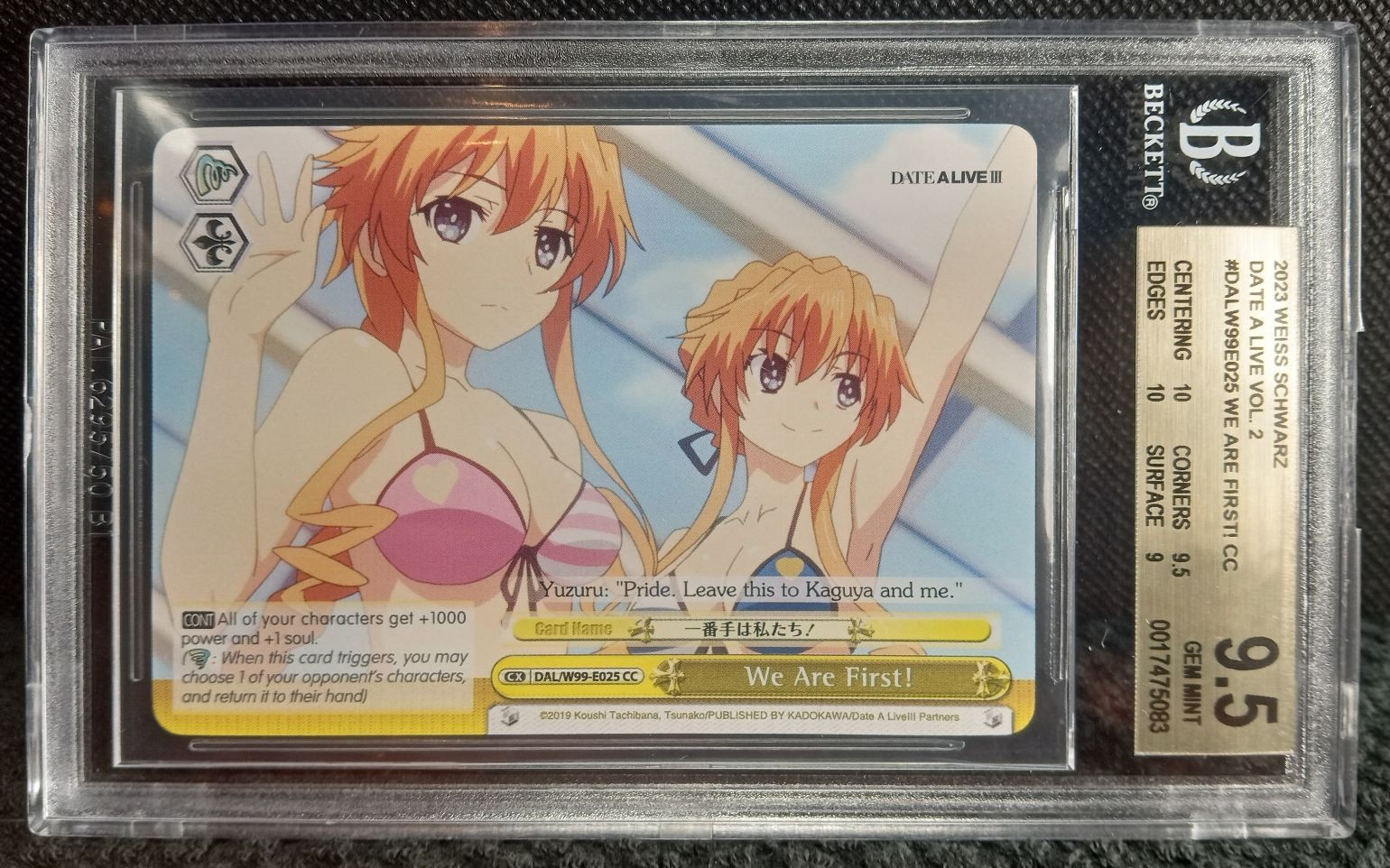 2023 Weiss Schwarz Date A Live Vol. 2 We Are First! BGS 9.5 #DALW99E025 CC