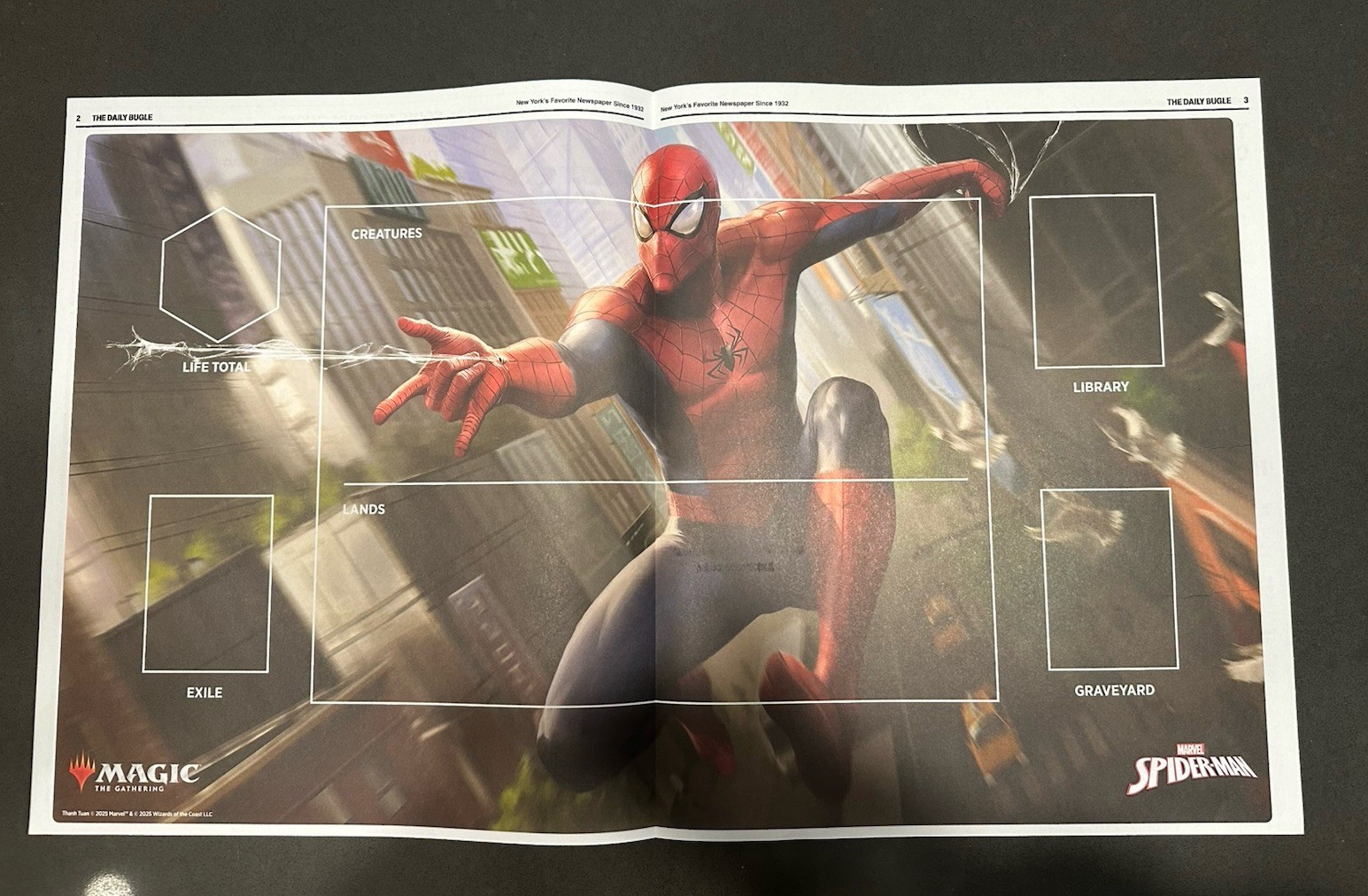 SDCC 2025 Magic the Gathering Daily Bugle Newspaper Spider-Man Playmat Exclusive