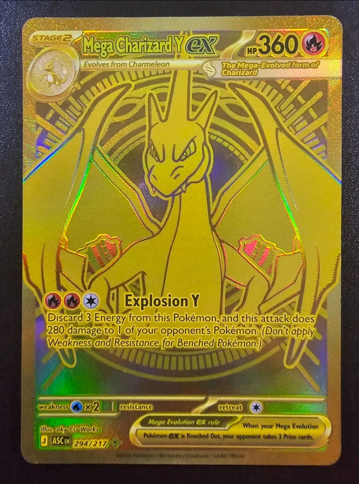 Mega Charizard Y ex 294/217 Ascended Heroes Gold Hyper Rare NM