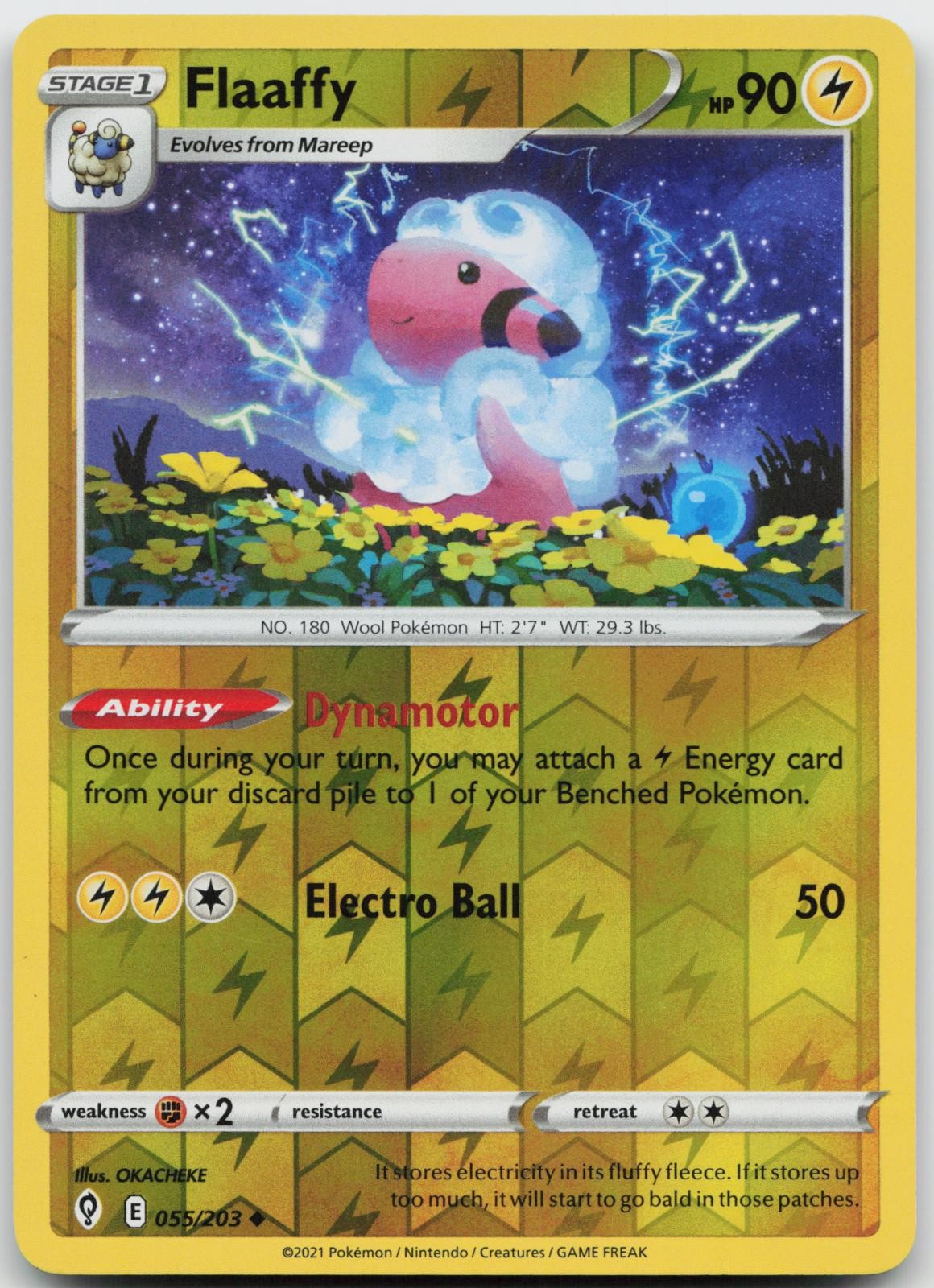 Flaaffy 055/203 Reverse Holo Pokemon Evolving Skies – NM