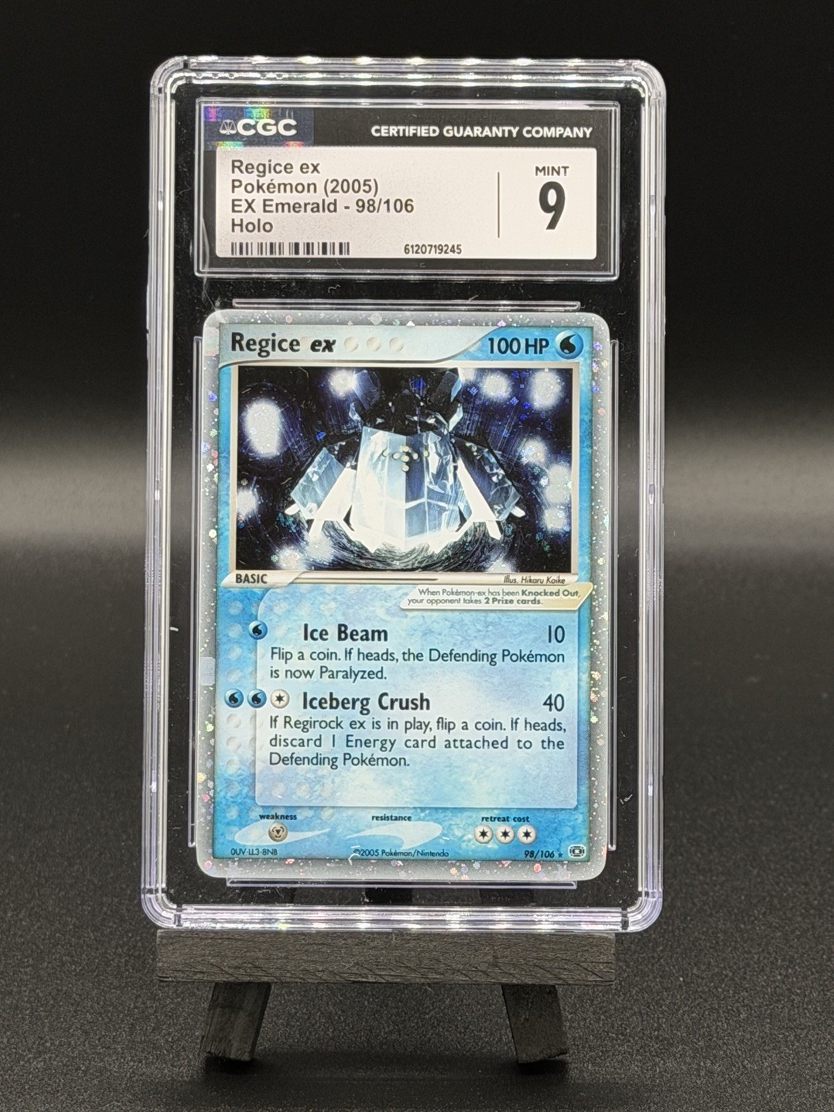 2005 Pokémon Regice Ex – EX Emerald Holo Ultra Rare #100 Pop 24 – CGC 9 MINT
