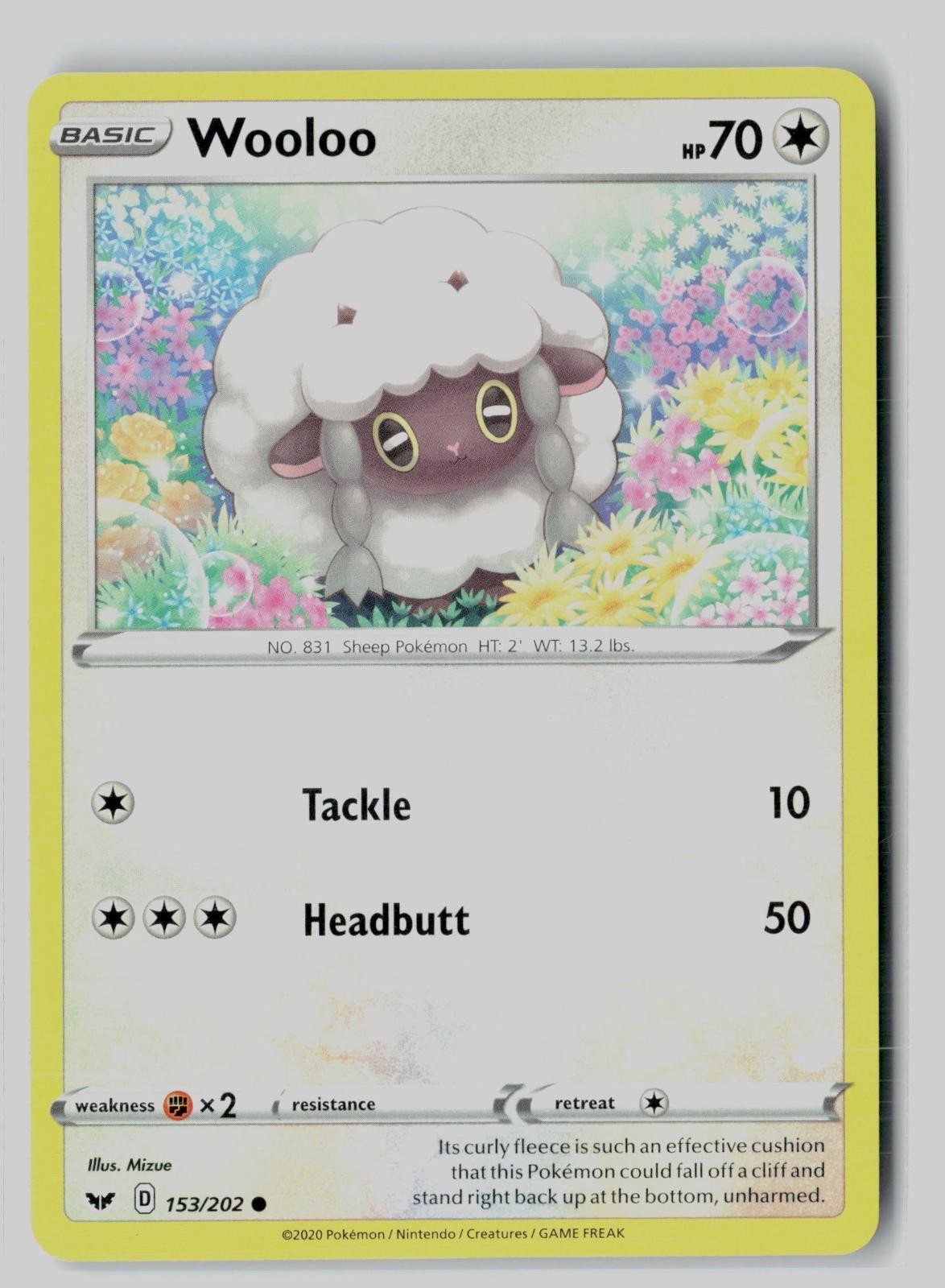Wooloo 153/202 Common Sword & Shield Pokemon NM