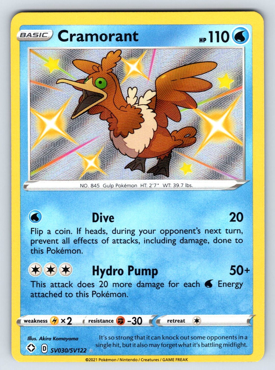 Cramorant SV030/SV122 Shining Fates Shiny Holo Rare Baby Pokemon Card