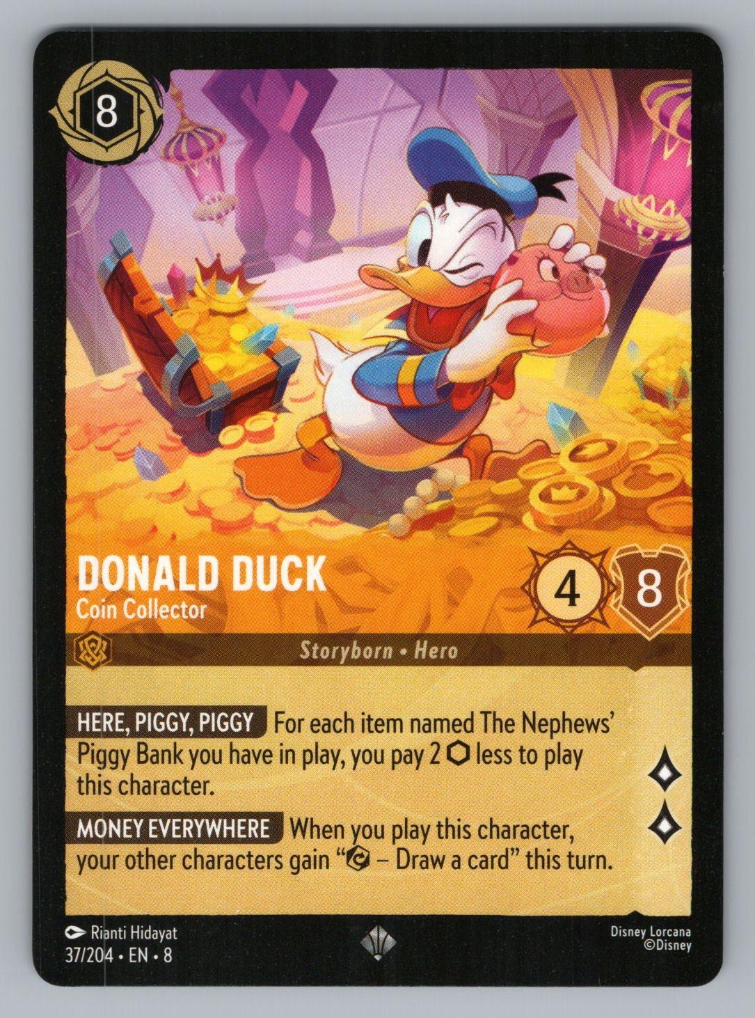 DONALD DUCK – COIN COLLECTOR 37/204 SR LORCANA NM 8 RIANTI HIDAYATx