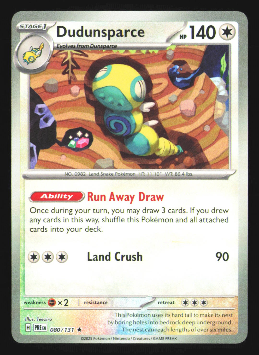 SV: Prismatic Evolutions #080/131 Dudunsparce (Poke Ball Pattern)
