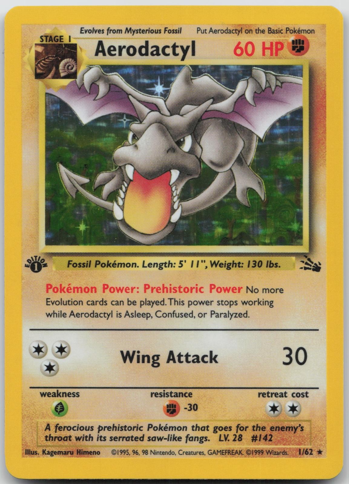 AERODACTYL 1/62 RARE FOSSIL POKEMON 1ST EDITION HOLO NM/M