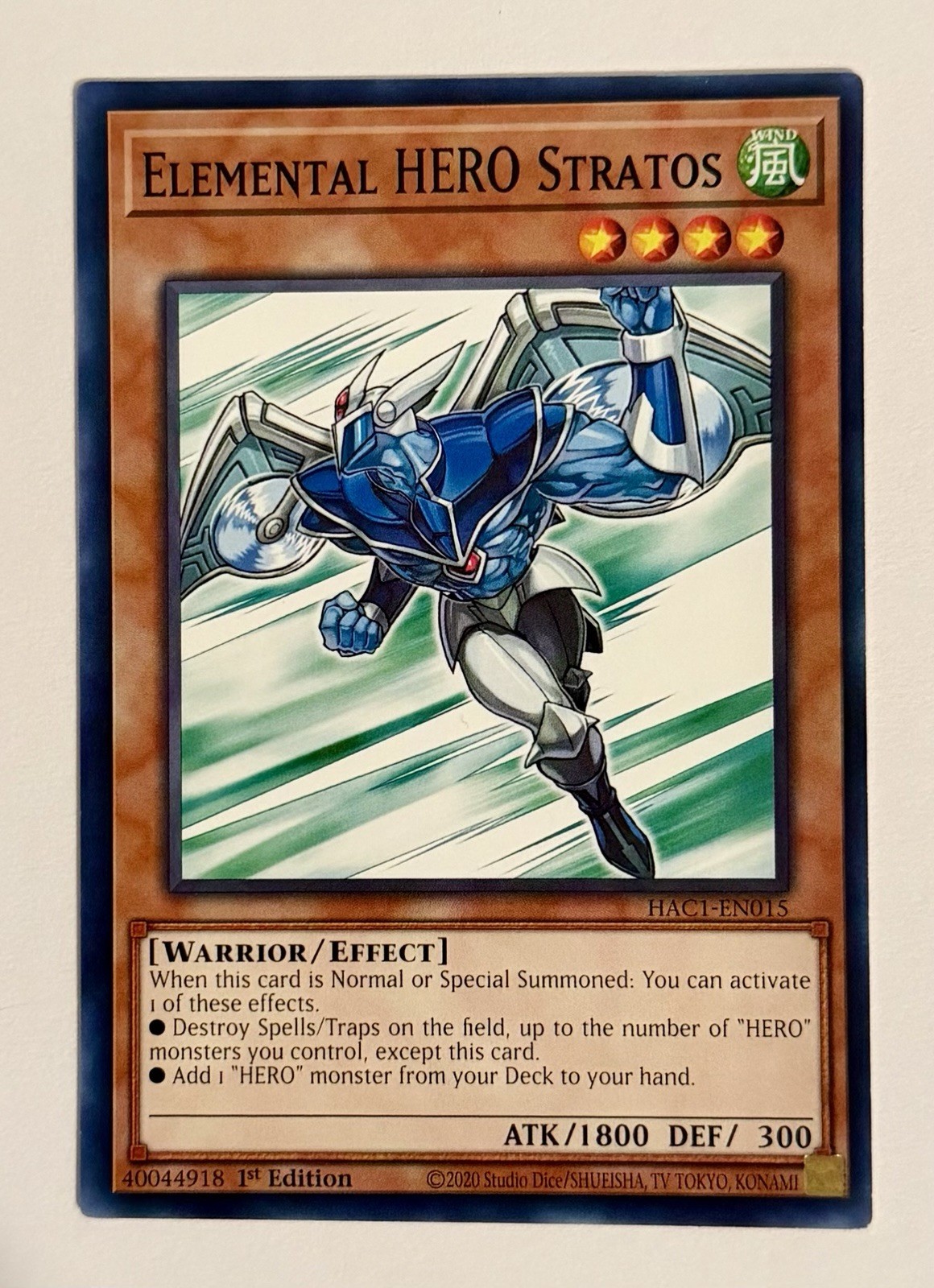 Elemental HERO Stratos HAC1-EN015 Yu-Gi-Oh 1st Edition NM Hidden Arsenal Common