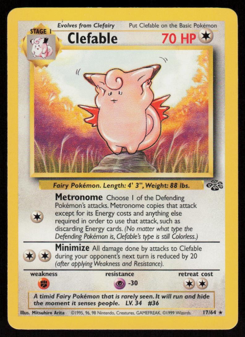 Clefable 17/64 Rare Jungle Pokemon Unlimited LP