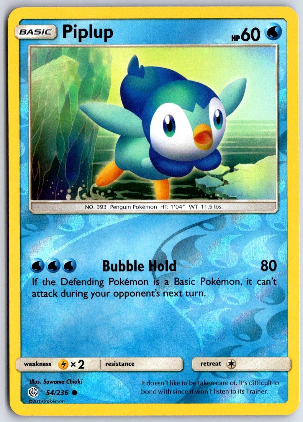 Piplup Reverse Holo Common SM – Cosmic Eclipse 54/236 Suwama Chiaki NM