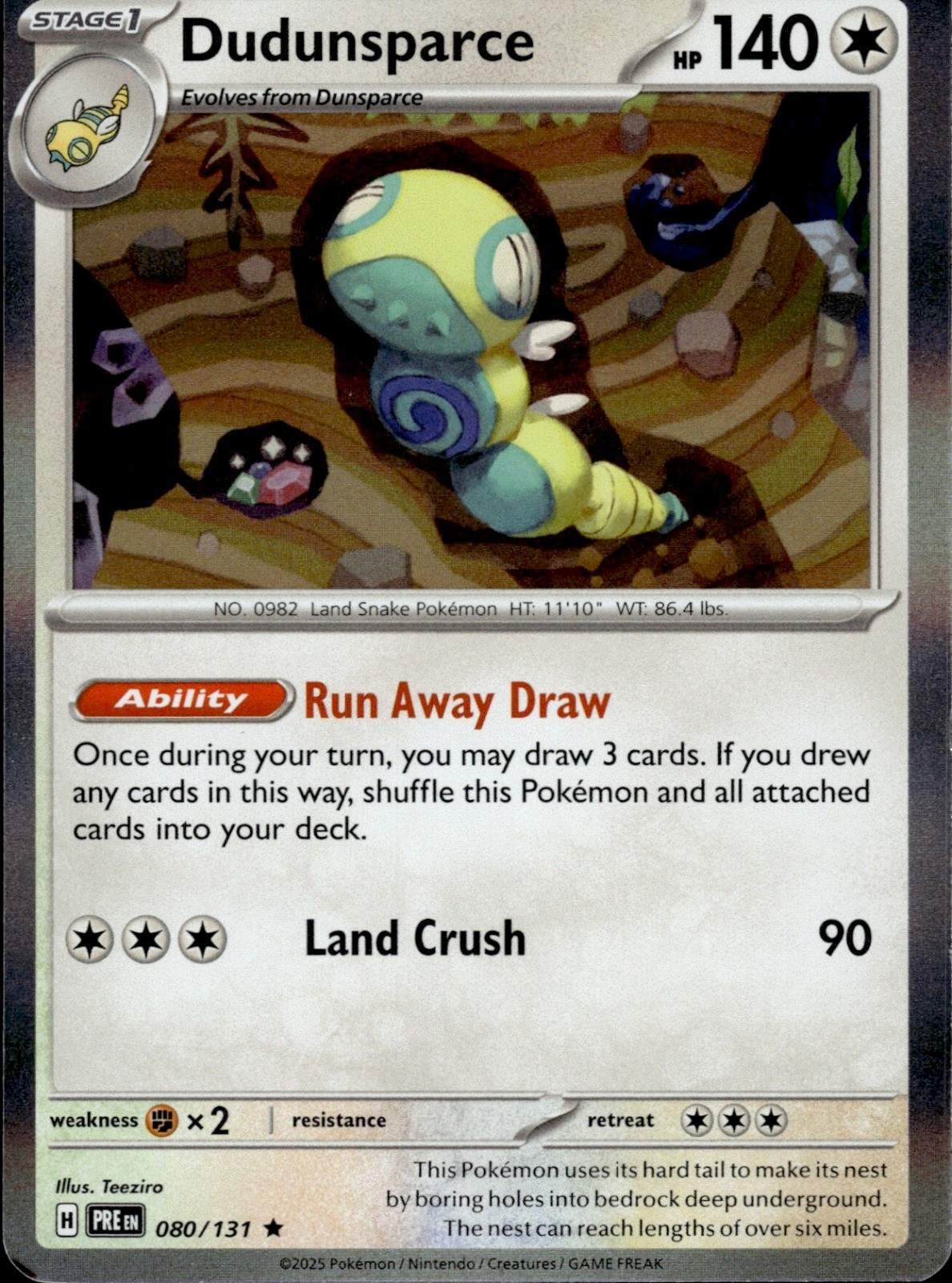 Dudunsparce Holo Rare SV: Prismatic Evolutions 080/131 NM
