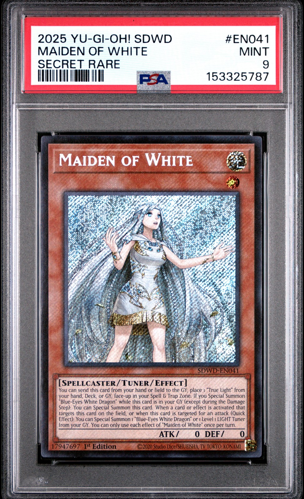 2025 YU-GI-OH! STRUCTURE DECK: BLUE-EYES WHITE DESTINY MAIDEN OF WHITE PSA 9