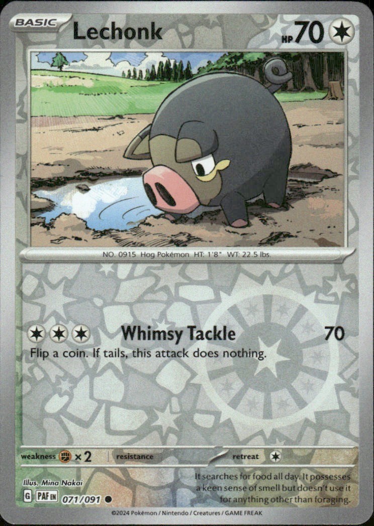 LECHONK 071/091 PALDEAN FATES COMMON REVERSE HOLO POKEMON MINA NAKAI