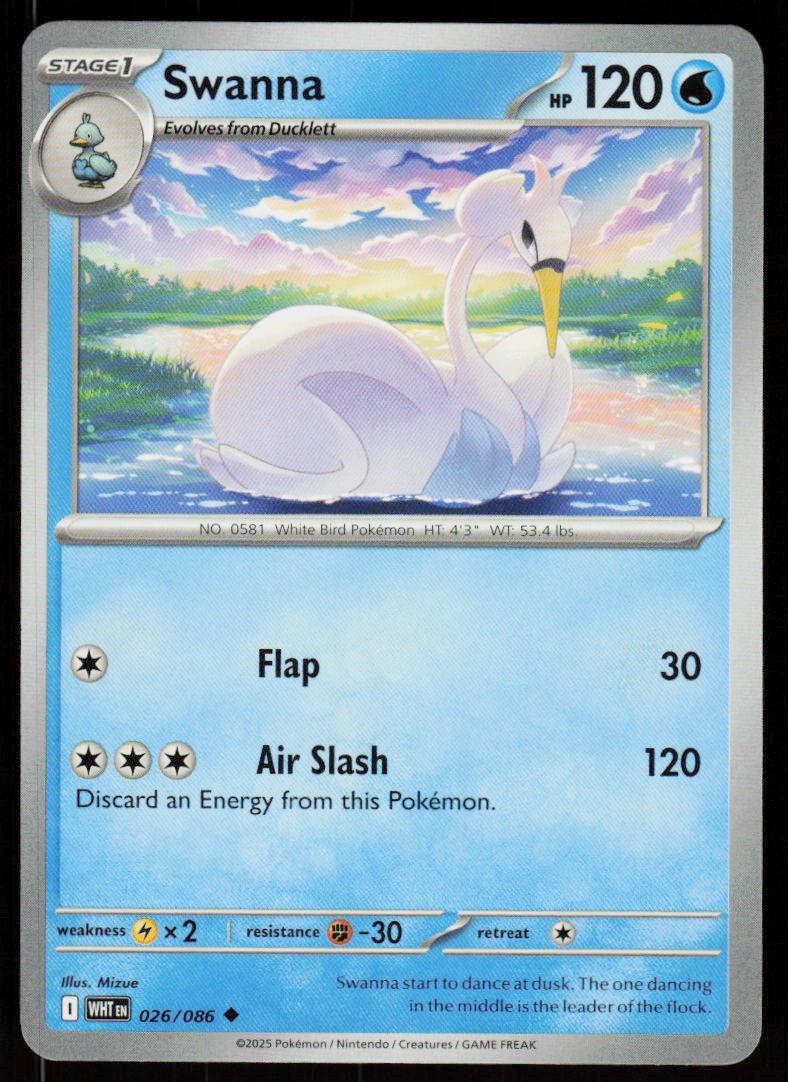 Swanna 026/086 Uncommon White Flare Pokemon Near Mint