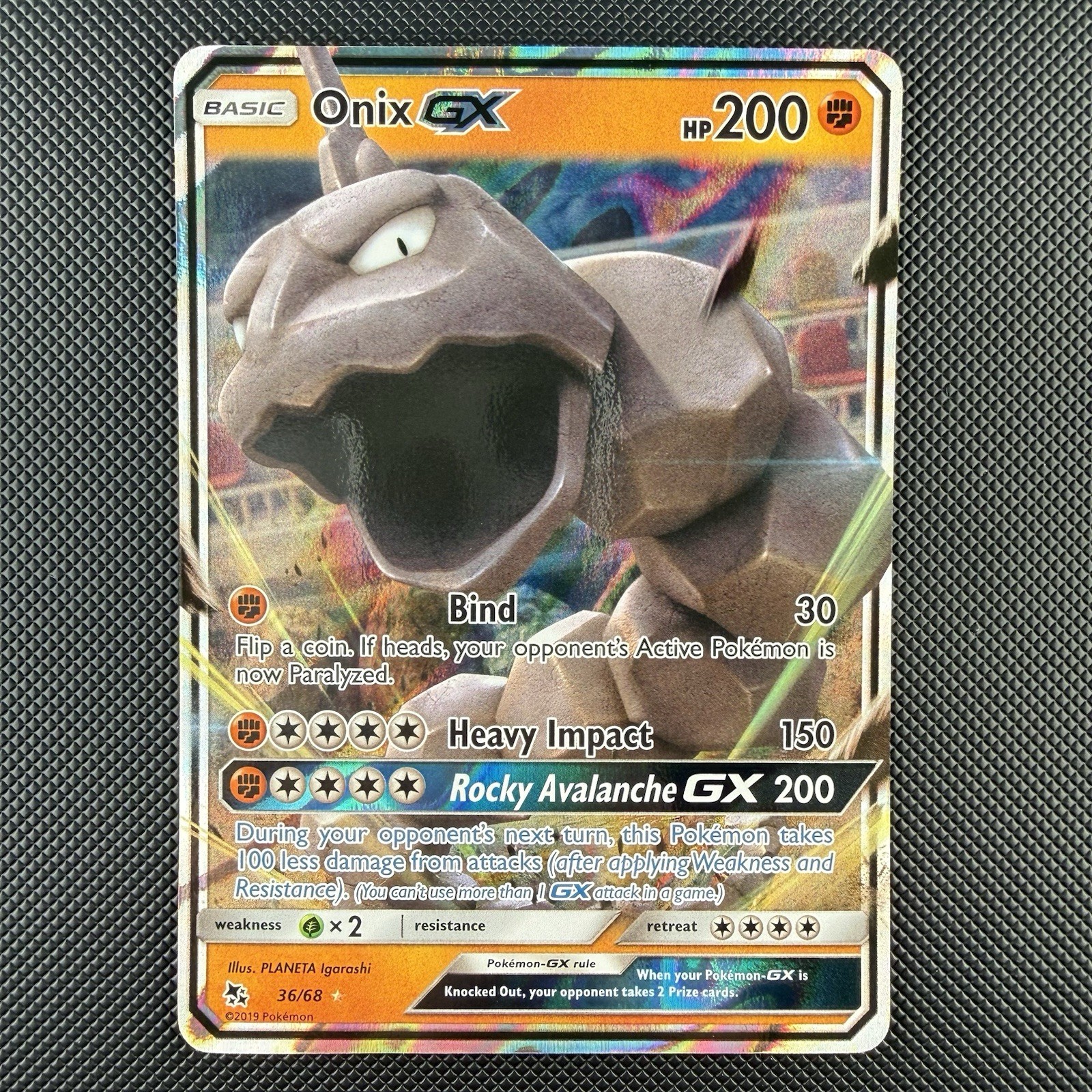 Pokemon TCG Onix GX 36/68 Hidden Fates Full Art Ultra Rare Holo Card