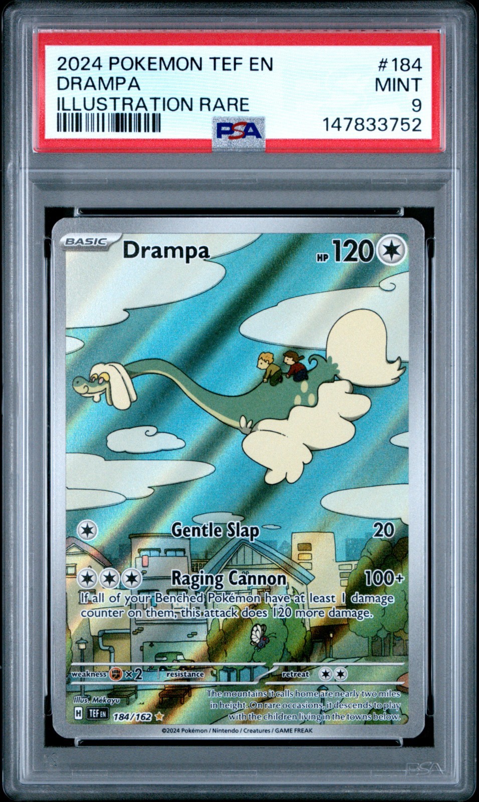 2024 Pokemon Temporal Forces Drampa Illustration Rare #184/162 PSA 9