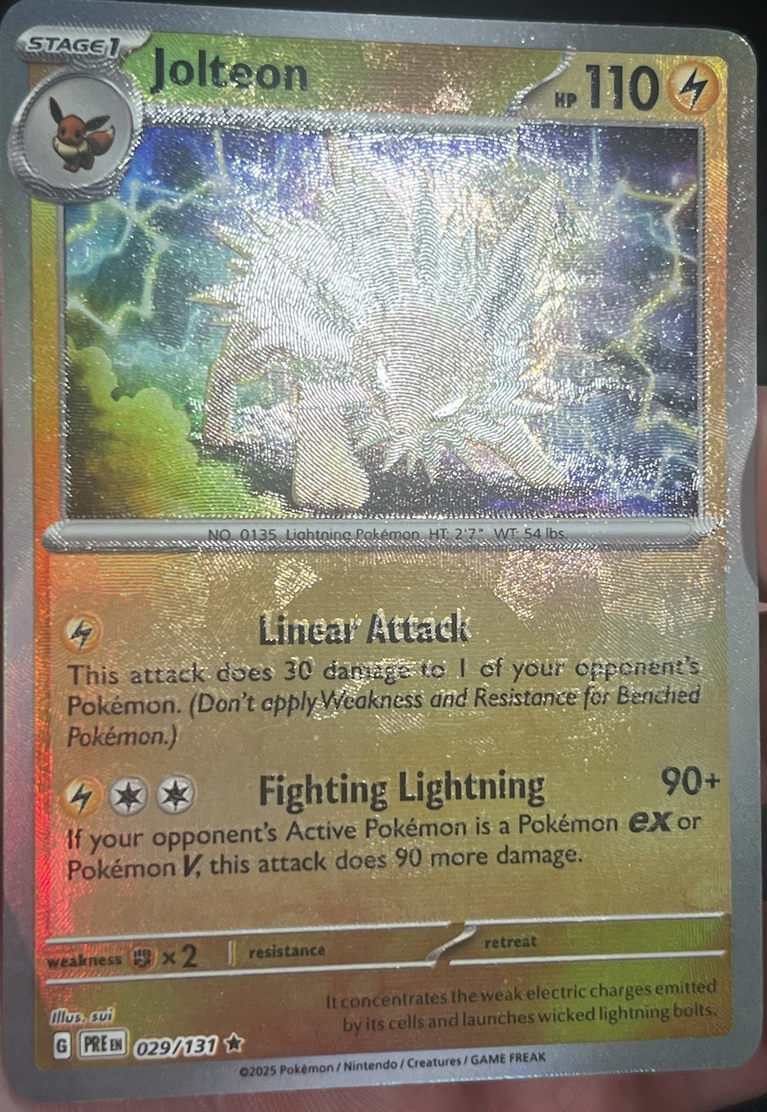 MISSING/SHIFT TEXTURE ERROR/MISPRINT Jolteon 029/131 Prismatic Evolutions