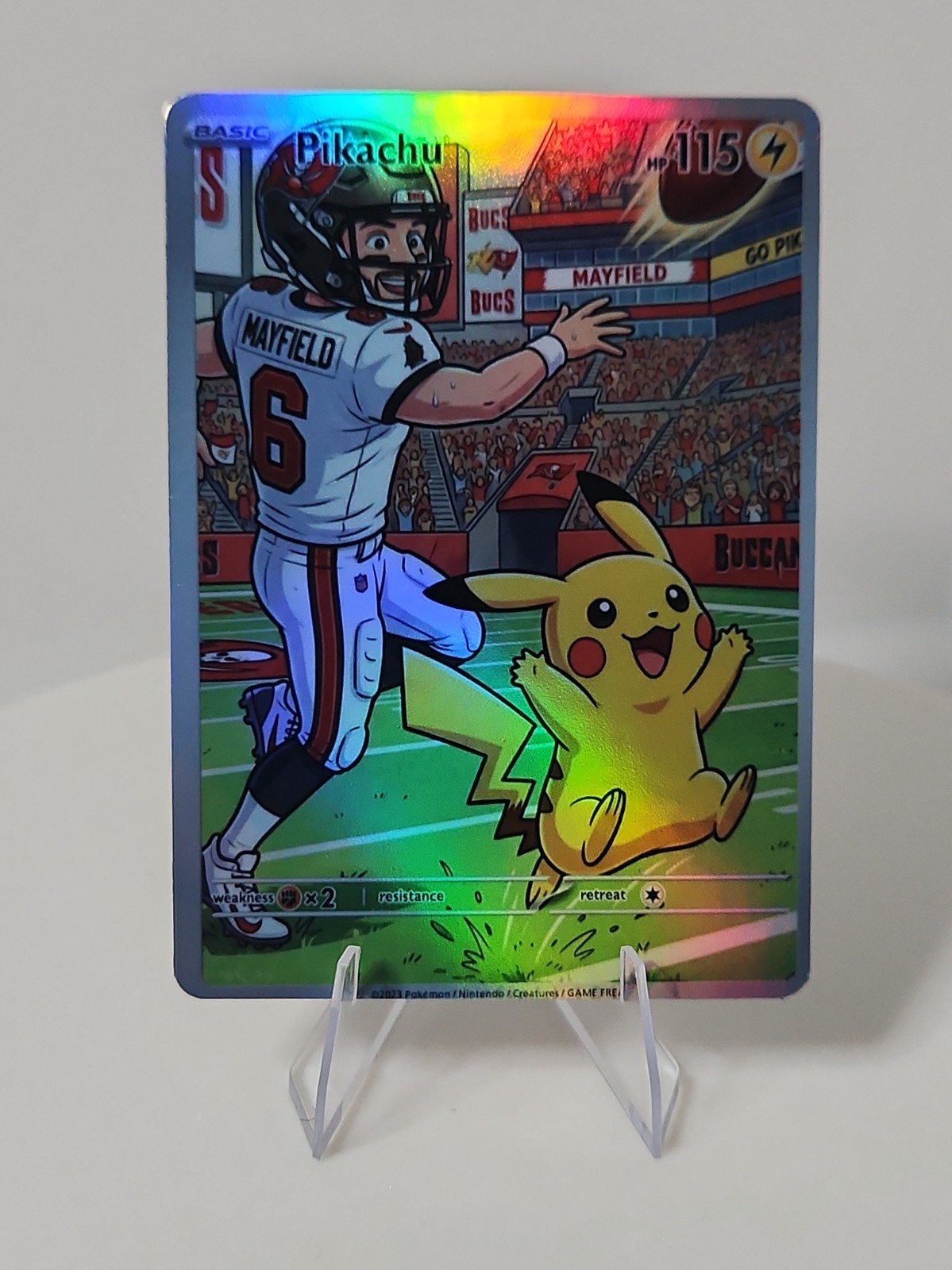 CUSTOM FAN ART Pikachu And Baker Mayfield Football Holo Trading Card
