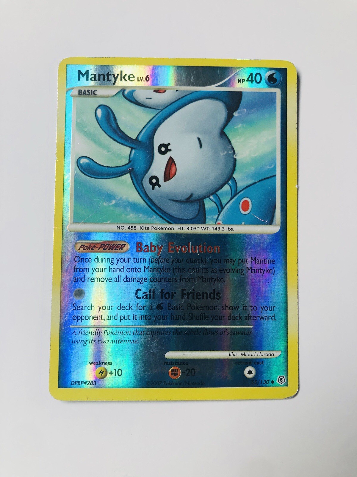 Pokemon TCG MANTYKE 55/130 Lv 6 HOLO FOIL Card 2007