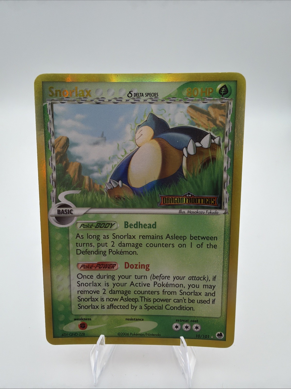Snorlax (Delta Species) 10/101 Dragon Frontiers Reverse Holo [RARE] [STAMPED]