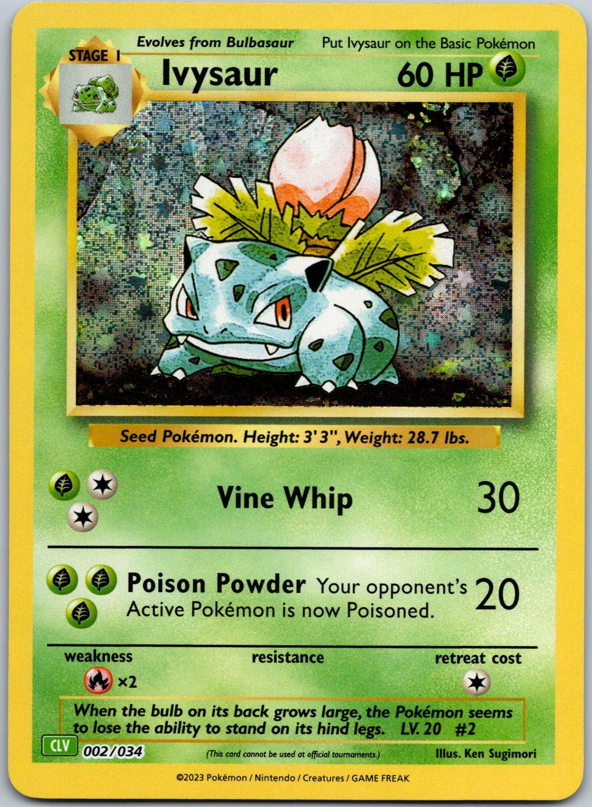 Ivysaur 002/034 Holo Classic Collection Trading Card Game NM