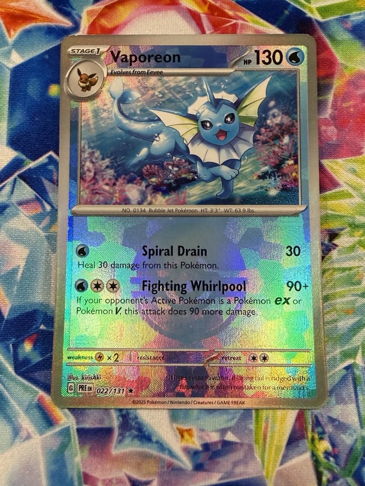 Vaporeon (Poke Ball Pattern) 022/131 HOLO R Prismatic Evolutions Pokemon NM