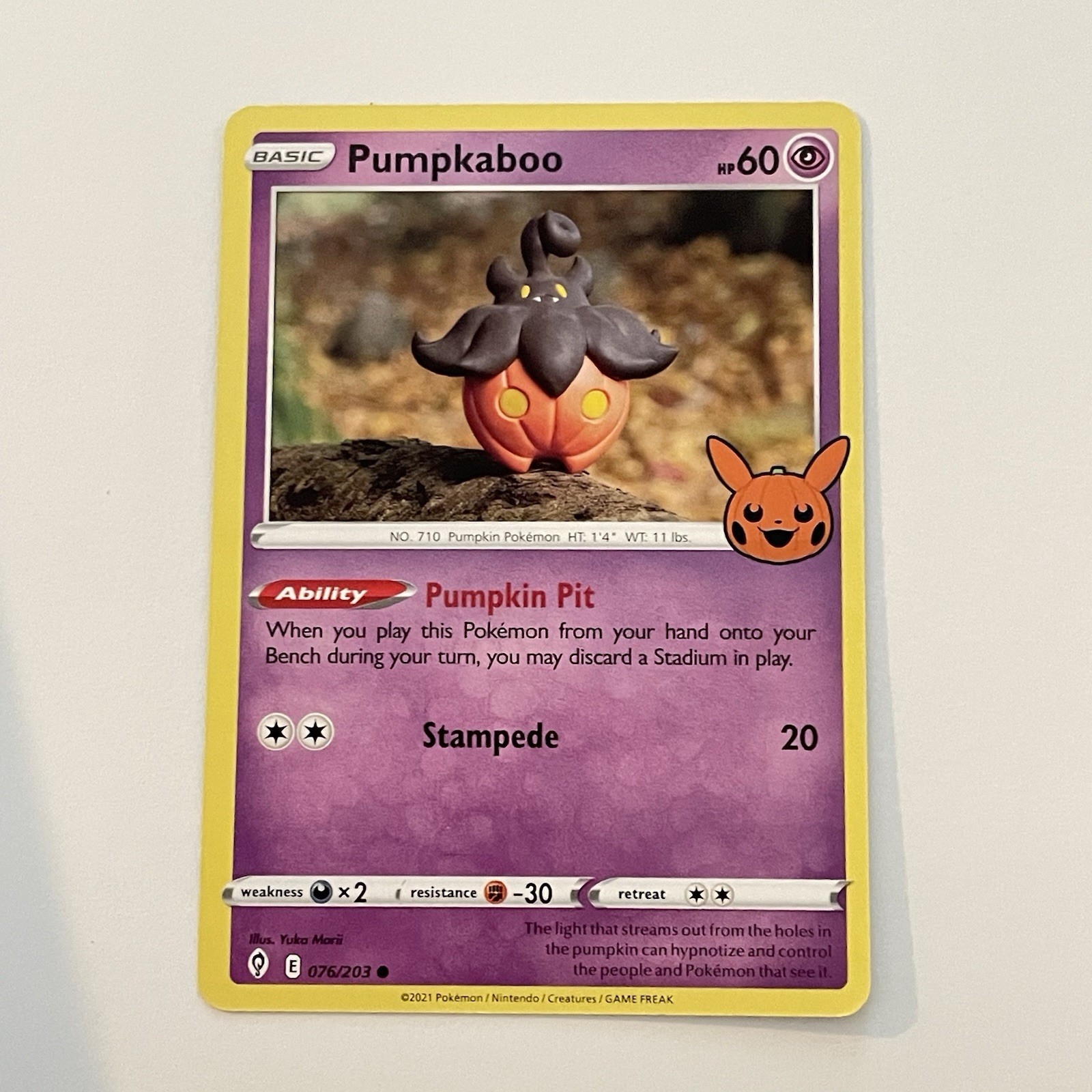 Pokemon Pumpkaboo Clay Art Halloween Promo Card Trick or Trade Stamp Yuka Morii