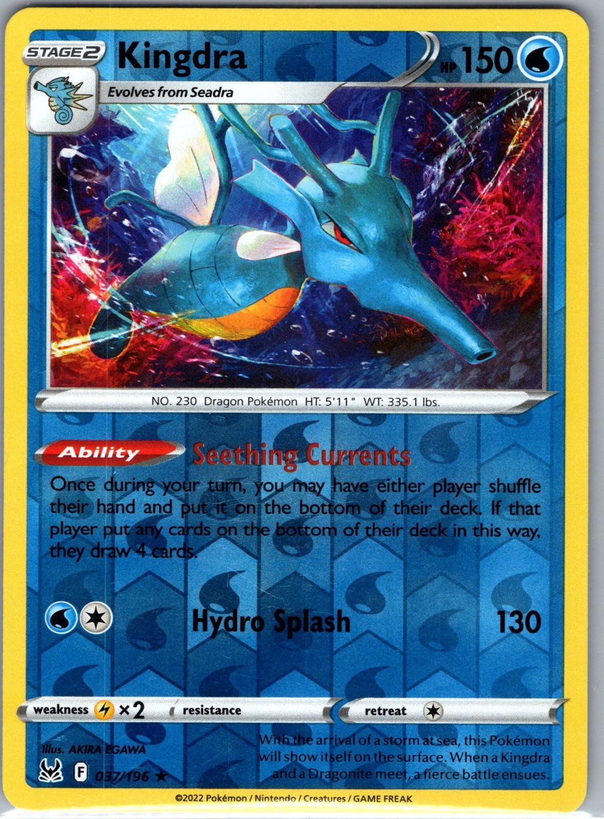 Kingdra 037/196 Rare Lost Origin Pokemon Reverse Holo Lightly Played