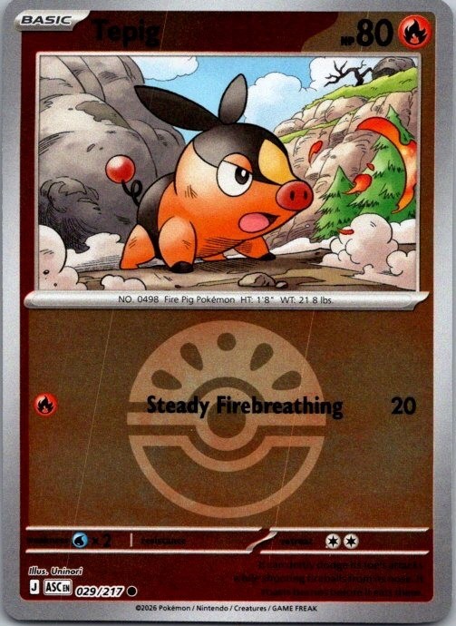 Tepig (Friend Ball) – Ascended Heroes – 029/217 – Reverse Holo – NM/M