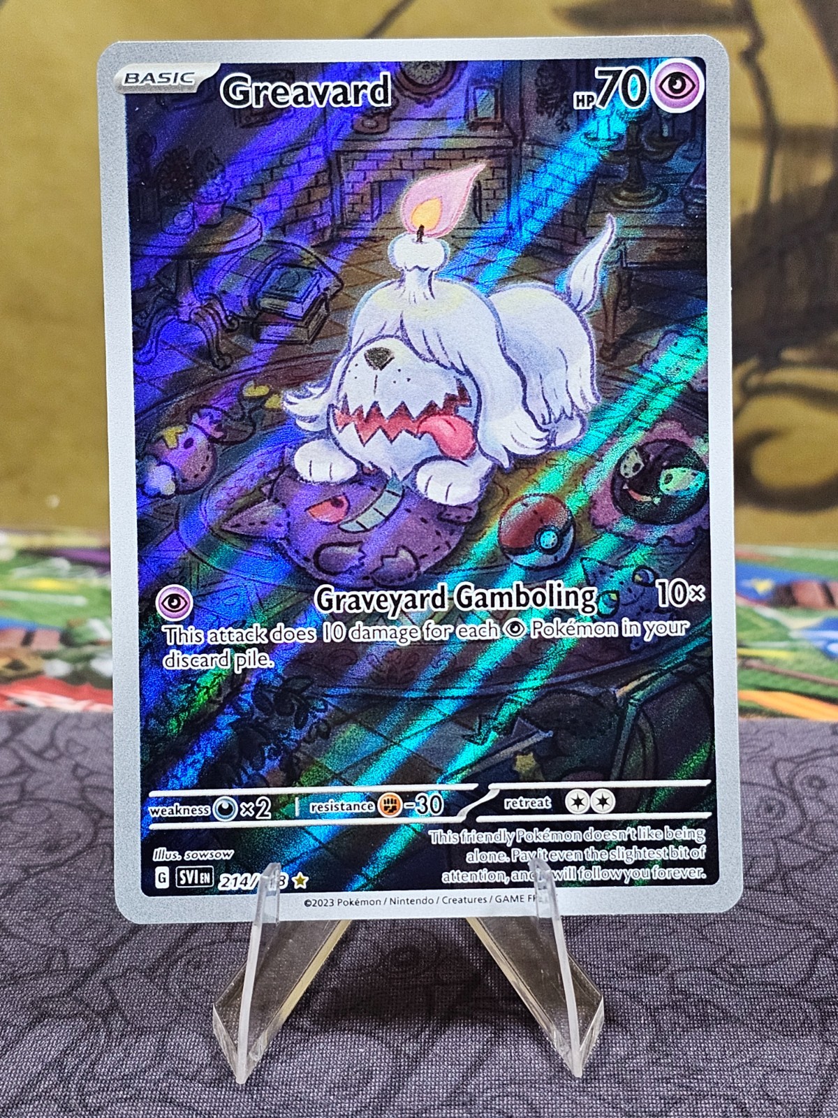 Pokémon Greavard 214/198 Scarlet & Violet Base Illustration Rare Holo Card NM