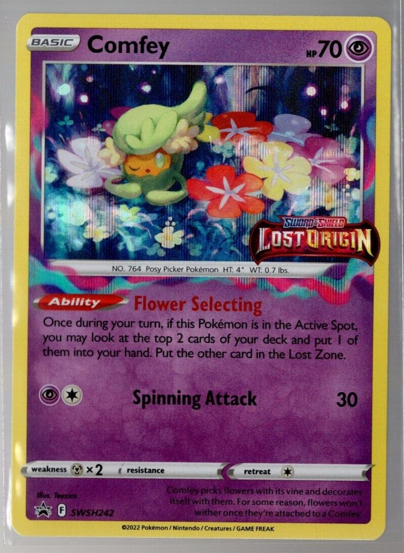 Comfey SWSH242 Stamped Pre Release Promo Holo Lost Origin Pokemon TCG Near Mint
