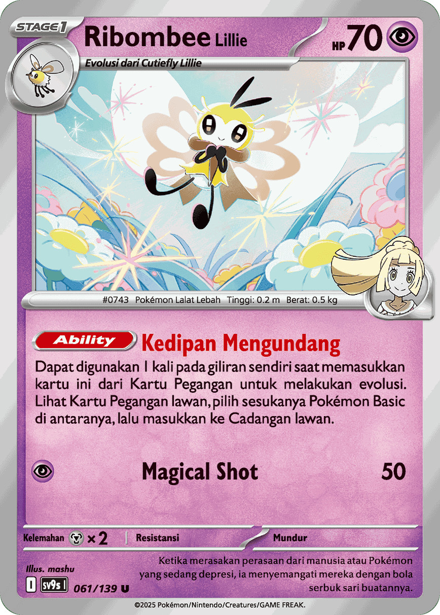 Lillie’s Ribombee 061/139 U SV9s – Ikatan Takdir Set – Pokemon TCG Indonesian