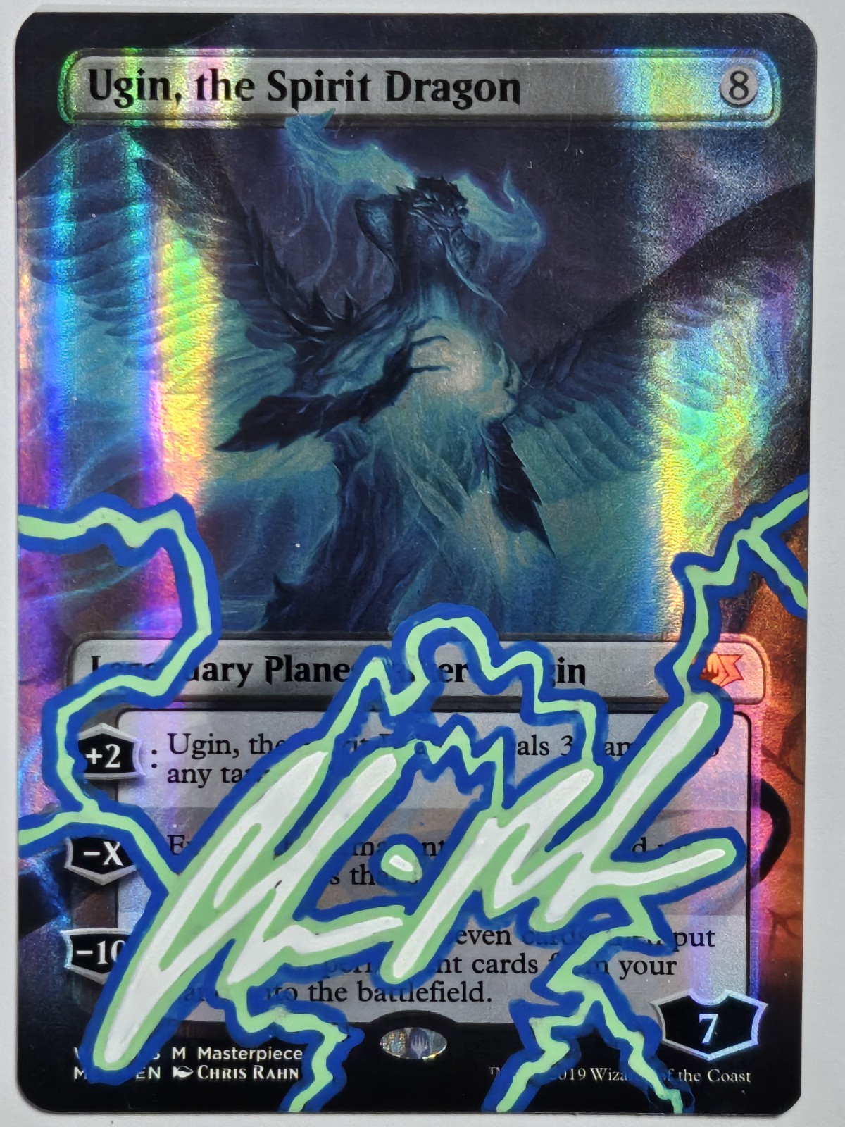 Foil UGIN THE SPIRIT DRAGON Chris Rahn Artist SIGNED Altered MTG MPC Masterpiece