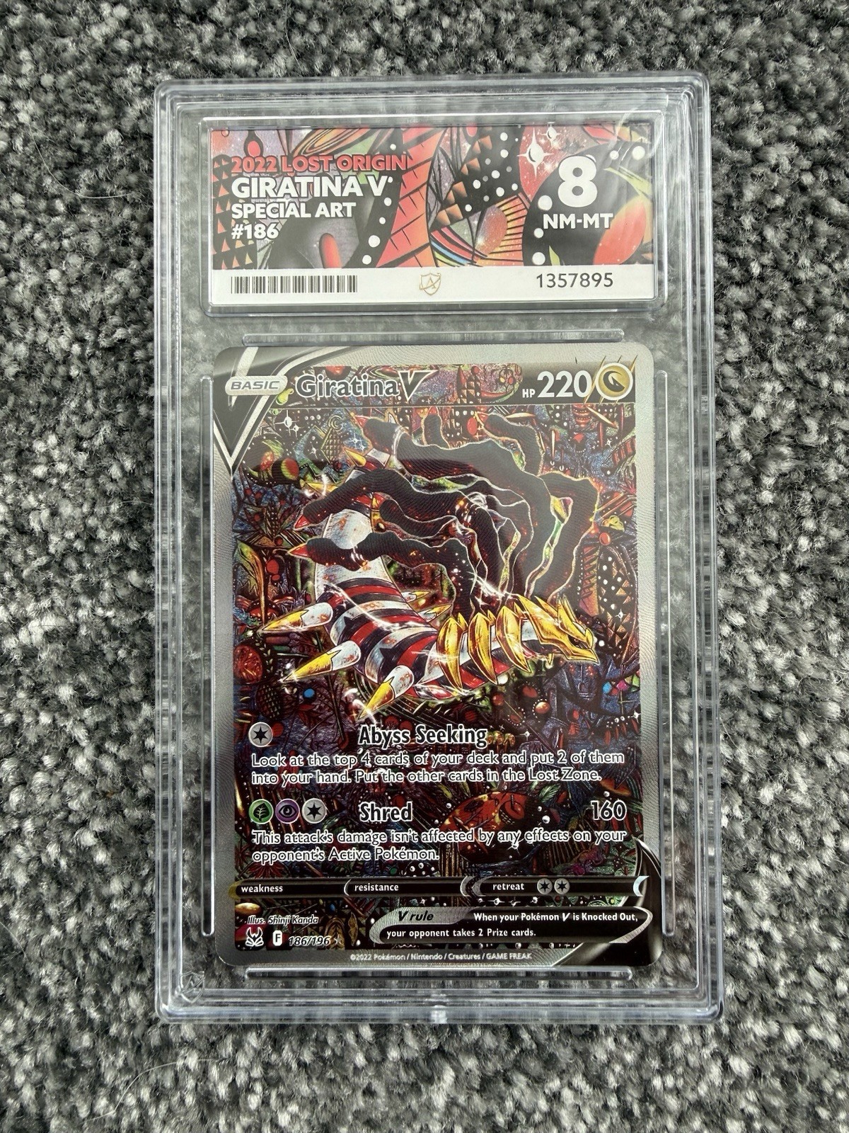 Slab Giratina V Alternate Art #186/196 Lost Origin ACE 8 Genuine Pokémon TCG